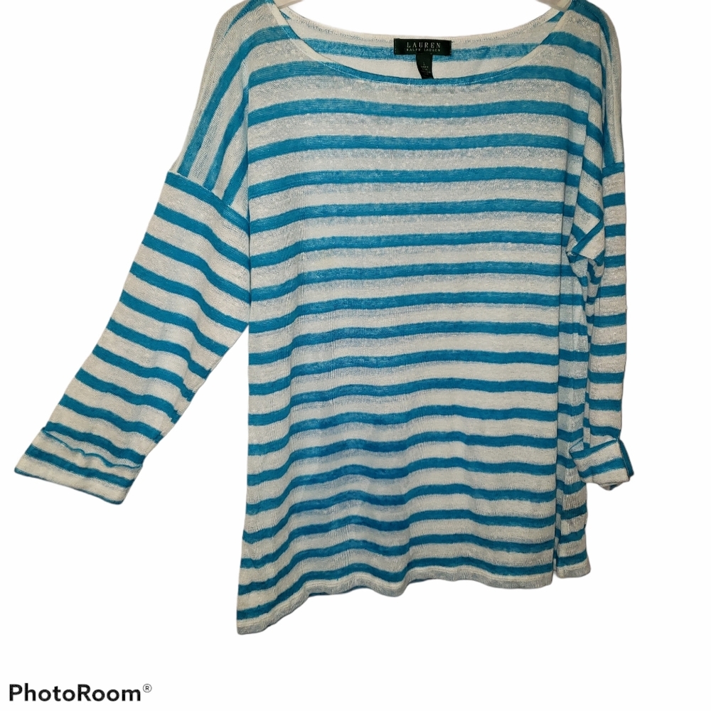 Ralph Lauren ladies large seaside pullover stripped top. 230